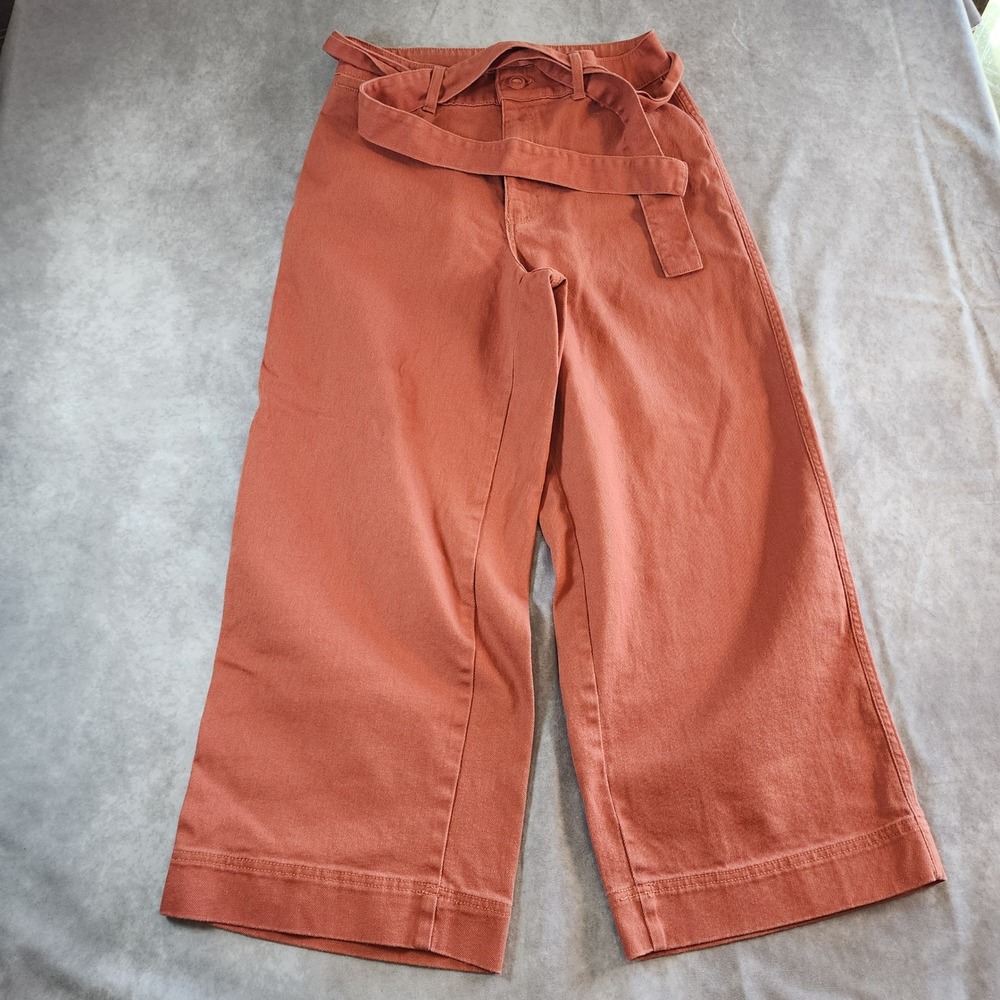 Universal Threads Women Cropped Wide Leg Paperbag Waist Belted Rust Size 14 32‎